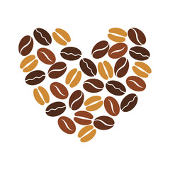 heart Coffee bean icon isolate on transparent background.