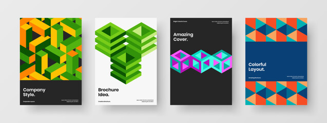 Clean flyer design vector concept bundle. Isolated geometric pattern corporate cover illustration set.