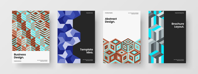 Modern leaflet design vector concept collection. Isolated mosaic tiles flyer illustration set.