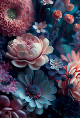 Background of Various Colorful Flowers. generative ai