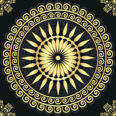 Vintage dark patten with gold  mandala, seamless pattern, vector