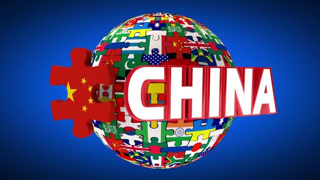 China World Flag Country Nation International Puzzle 3d Animation