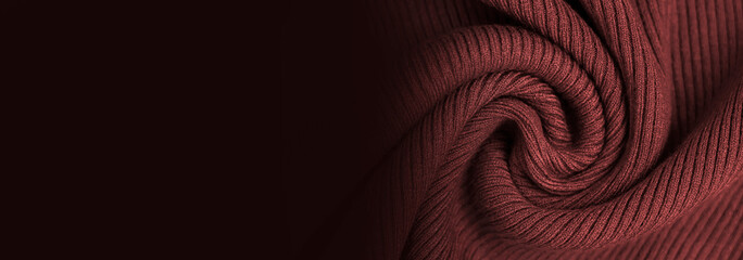 Knitted dark red texture banner background - obrazy, fototapety, plakaty