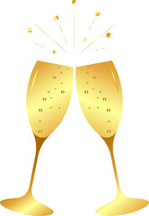 Two golden glasses of champagne.