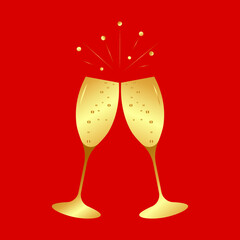 Two golden glasses of champagne.