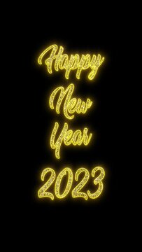 vertical video animation with the message happy new year 2023 - represent the new year - vacation concept