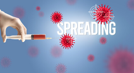 Doctor's hand in a white glove holding syringe