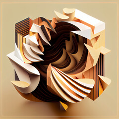 Abstract Woodcarving Art. Colored Objects