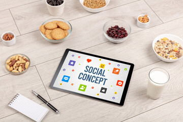 Healthy Tablet Pc compostion, social networking concept