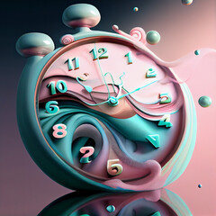 Alarm clock in abstract colorful concept.