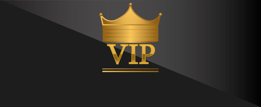 VIP invitation card with a crown. Special guest invitation banner with golden text.