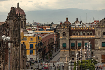 Zocalo square aerial view on Mexico city, Mexico