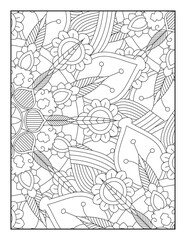 Fototapeta premium Floral Coloring Pages, Mandala Coloring Page For Adult 
