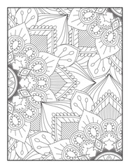 Obraz premium Floral Coloring Pages, Mandala Coloring Page For Adult 