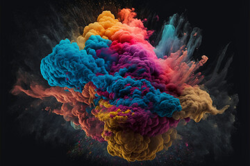 Nuage de couleurs et explosion de textures, fumées de couleurs - obrazy, fototapety, plakaty