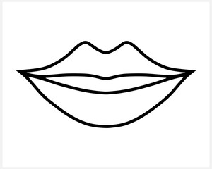 Doodle part face of people isolated. Lips hand drawn line art. Sketch vector stock illustration. EPS 10