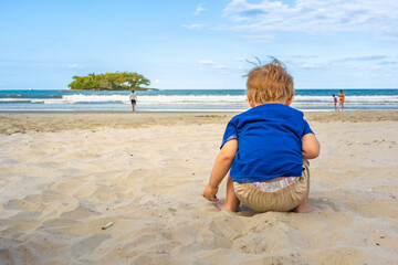 December 06, 2022 - Balneario Camboriu, Santa Catarina, Brazil: People enjoying sunny day at the central beach of Balneario Camboriu. tourist region that receives many tourists at this time of year