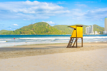 lifeguard service cabin on a tropical beach in brazil