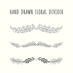 Hand drawn floral divider borders collection with branches and flower