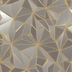 White panel wall with gold accents. modules with shading in geometry. high-quality, seamless 3D illustrations.