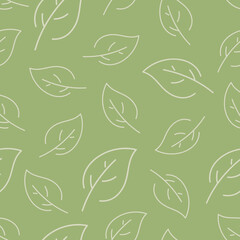 Vector seamless pattern with simple leaf icons.