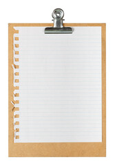 Notepad page on clipboard, PNG clipart isolated on transparent background	
