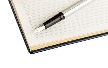 Organizer and fountain pen, PNG isolated on transparent background	
