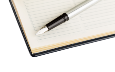 Organizer and fountain pen, PNG isolated on transparent background	
