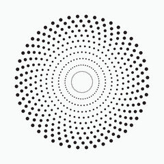 Abstract dotted circles. Halftone dots in circular form. Vector logo. Design element for various purposes.	