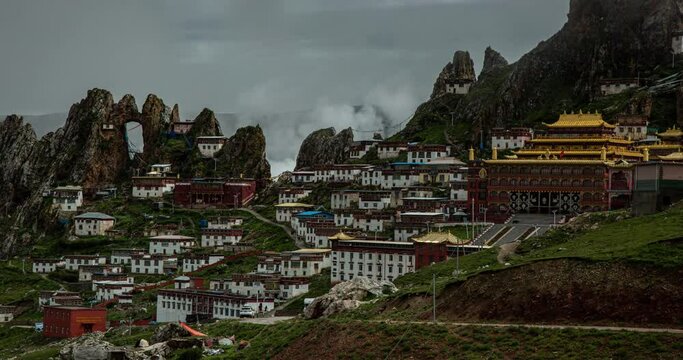 Zizhu temple, about 4800 meters above sea level, one of the oldest and most important temple of the Bon religion, built three thousand years ago, Dingqing county, Qamdo prefecture, Tibet