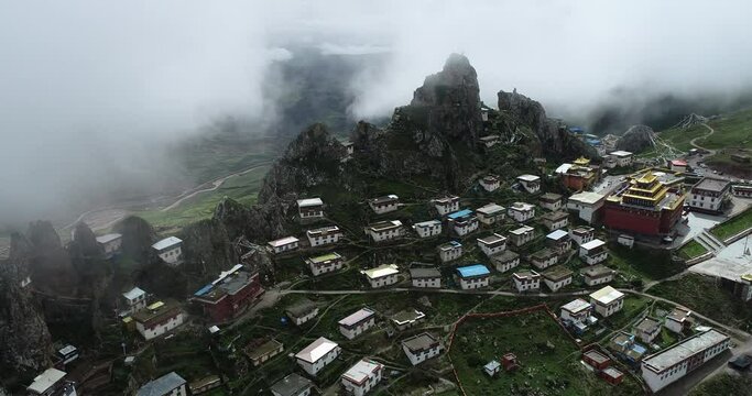 Zizhu temple, about 4800 meters above sea level, one of the oldest and most important temple of the Bon religion, built three thousand years ago, Dingqing county, Qamdo prefecture, Tibet
