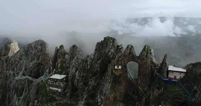 Zizhu temple, about 4800 meters above sea level, one of the oldest and most important temple of the Bon religion, built three thousand years ago, Dingqing county, Qamdo prefecture, Tibet