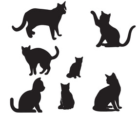 black silhouettes of cats
