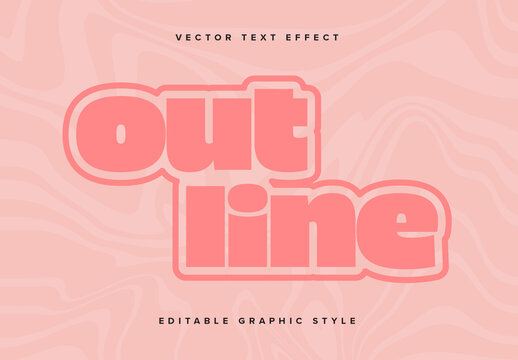Simple Outlined Text Effect Mockup 