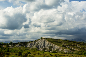 Nature landscape with mountains on a cloudy day