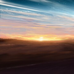 Fototapeta na wymiar sunset sunrise illustration beautiful