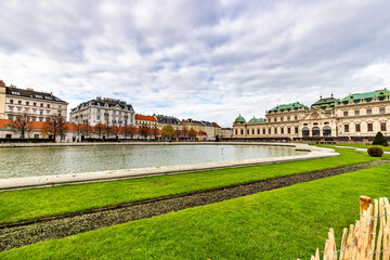 Cityscape with Schloss Belvedere in Vienna. Belvedere Castle and its Christmas market. - 552841755