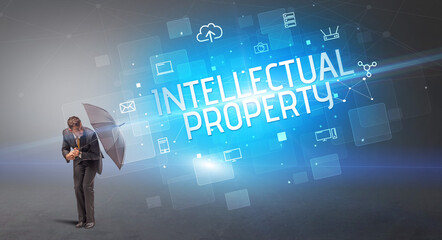 defending with umbrella from cyber attack