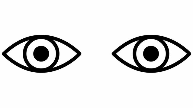 Animated black two eyes are closing. blinks an eyes. Linear icon. Looped video. Vector illustration on white background.
