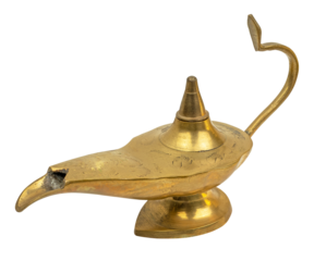 golden aladdins lamp of wonder isolated