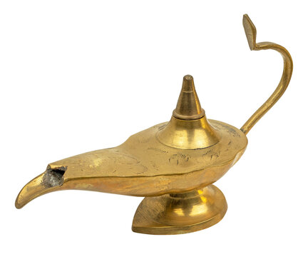 golden aladdins lamp of wonder isolated