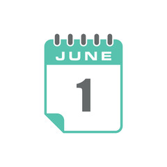 June Calendar Icon Vector Template