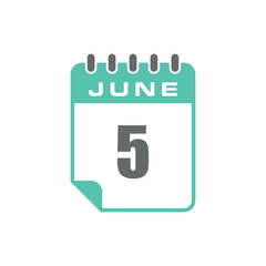 June Calendar Icon Vector Template