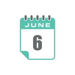 June Calendar Icon Vector Template