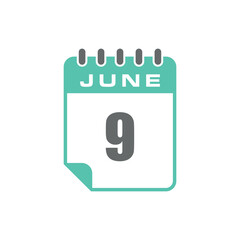 June Calendar Icon Vector Template