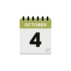 October Calendar Icon Vector Template