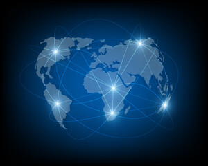 Fototapeta na wymiar World map global social network and financial business
