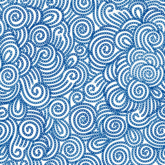 Seamless embroidered pattern. Wavy background. Handmade, hobby, sewing, DIY.
