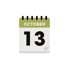 October Calendar Icon Vector Template