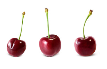 アメリカンチェリー さくらんぼ イラスト リアル セット